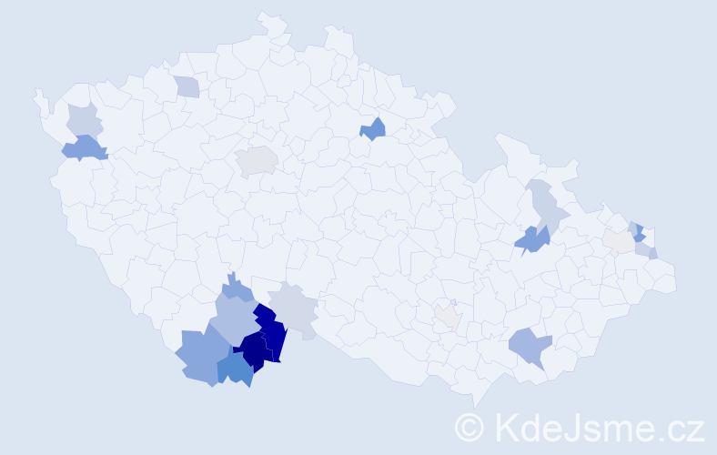 Příjmení: 'Dibďák', počet výskytů 58 v celé ČR