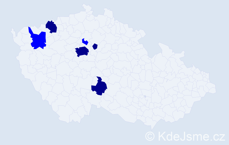 Příjmení: 'Prousová', počet výskytů 10 v celé ČR