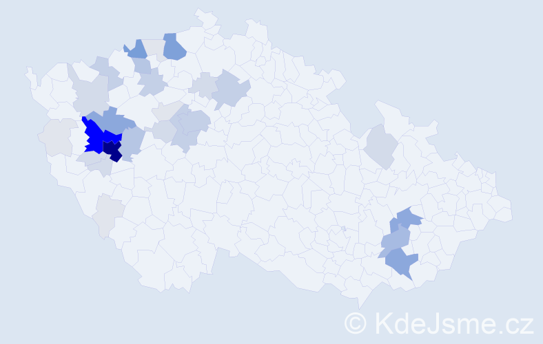 Příjmení: 'Fryček', počet výskytů 144 v celé ČR