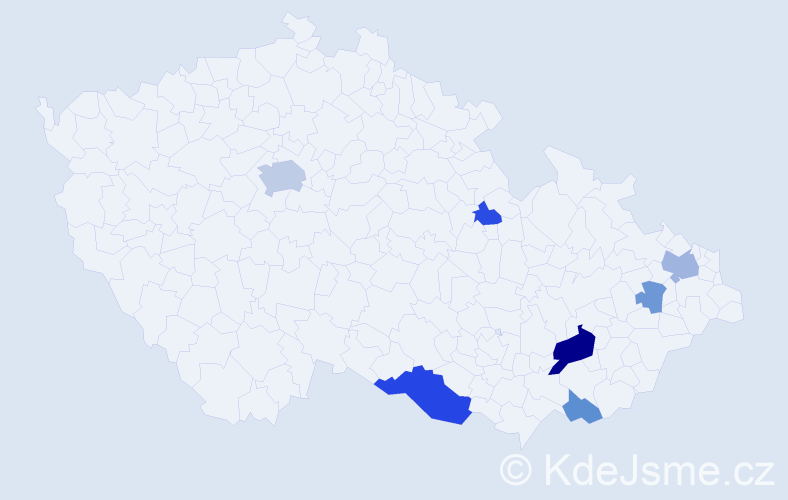 Příjmení: 'Lecianová', počet výskytů 16 v celé ČR