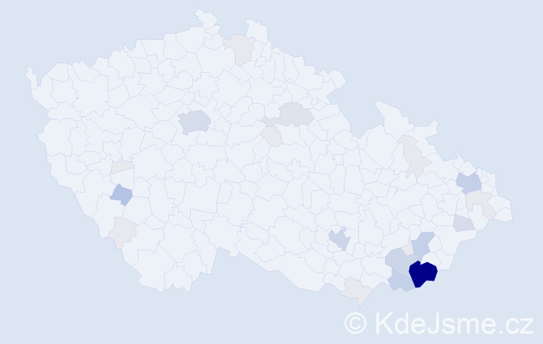 Příjmení: 'Vrága', počet výskytů 102 v celé ČR