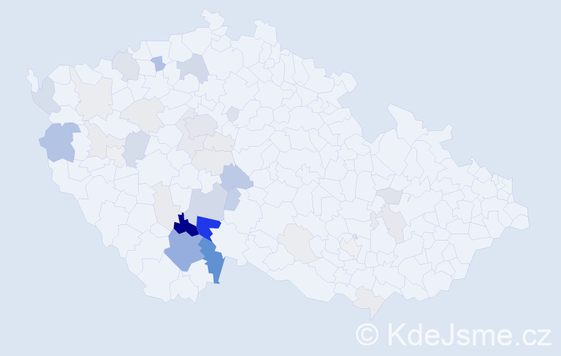 Příjmení: 'Malecha', počet výskytů 129 v celé ČR