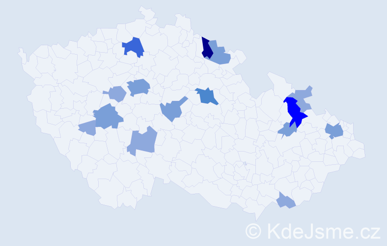 Příjmení: 'Hesko', počet výskytů 36 v celé ČR