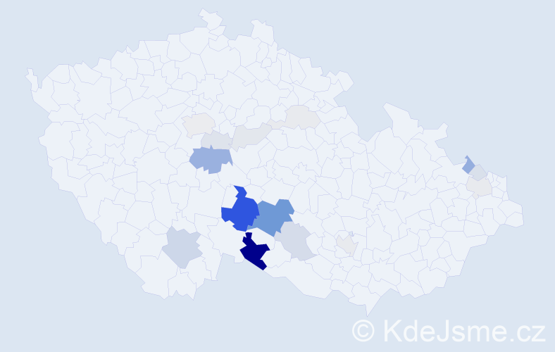 Příjmení: 'Rásochová', počet výskytů 64 v celé ČR