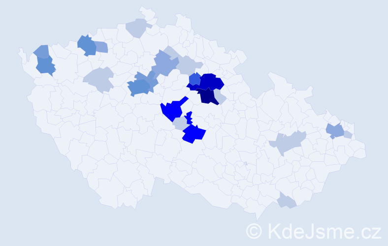 Příjmení: 'Korel', počet výskytů 74 v celé ČR