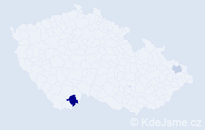 Příjmení: 'Kudlač', počet výskytů 2 v celé ČR