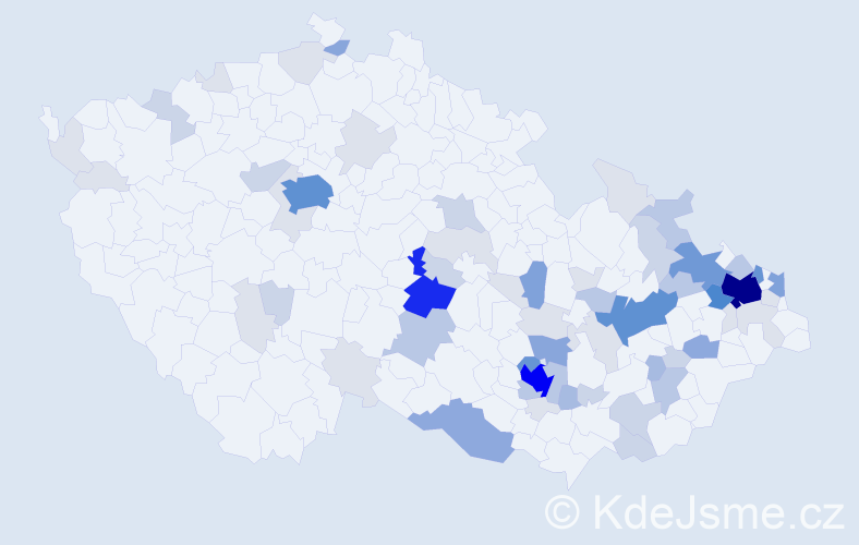 Příjmení: 'Kudla', počet výskytů 235 v celé ČR