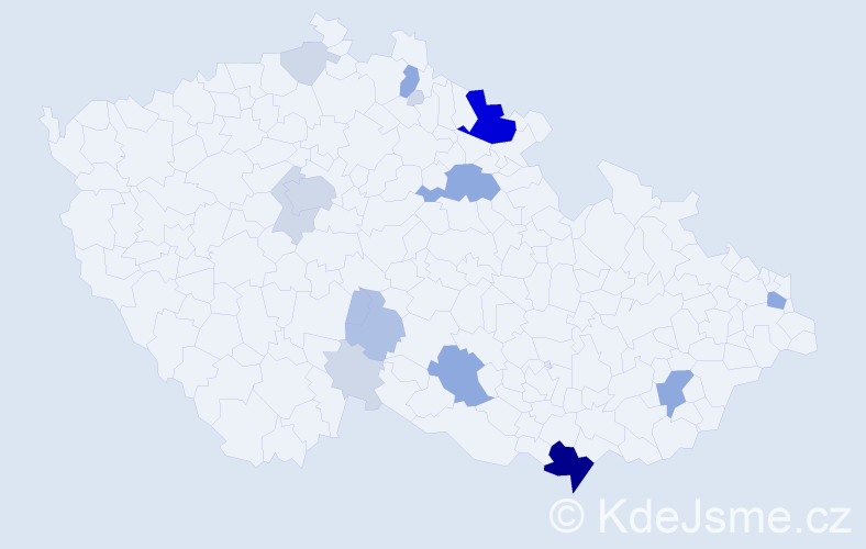 Příjmení: 'Talábová', počet výskytů 52 v celé ČR