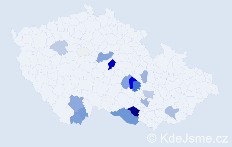 Příjmení: 'Korábek', počet výskytů 42 v celé ČR