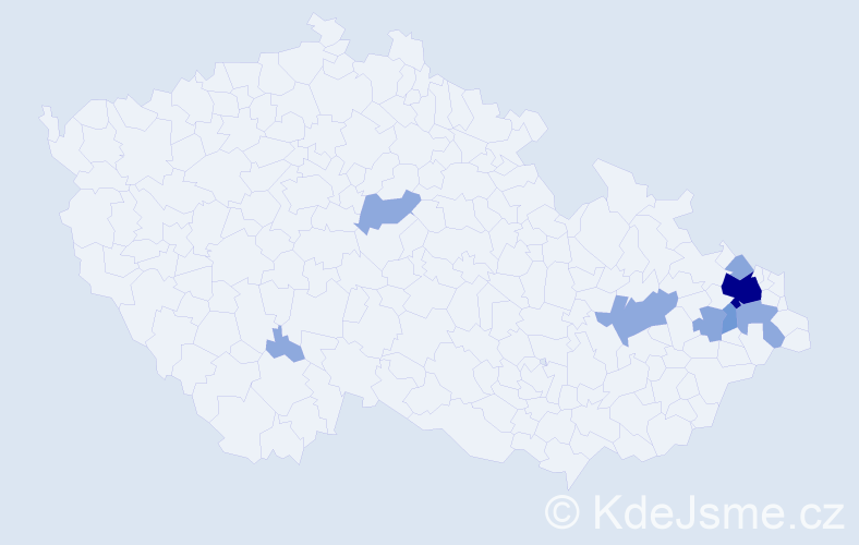 Příjmení: 'Ksiažková', počet výskytů 20 v celé ČR