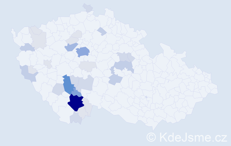 Příjmení: 'Kuboušek', počet výskytů 102 v celé ČR