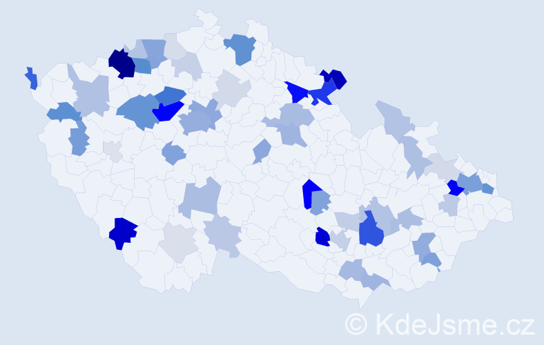 Příjmení: 'Kozár', počet výskytů 179 v celé ČR