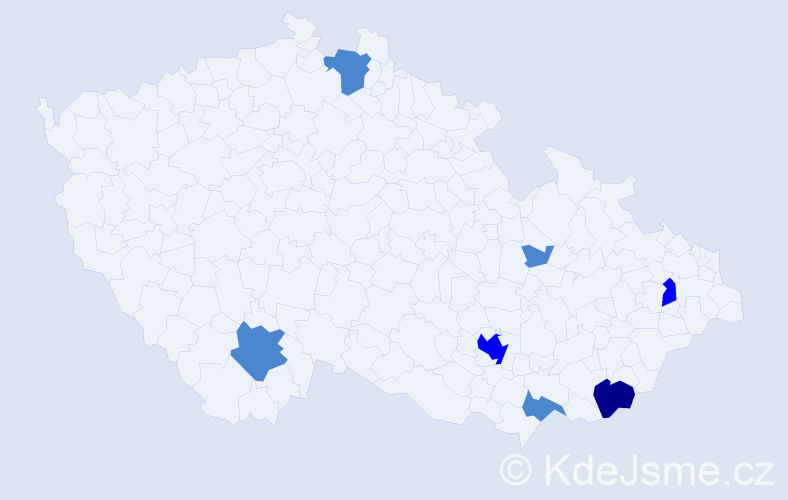 Příjmení: 'Čankyová', počet výskytů 11 v celé ČR