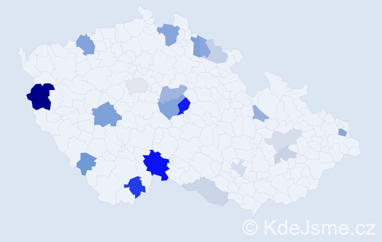 Příjmení: 'Sklenár', počet výskytů 47 v celé ČR