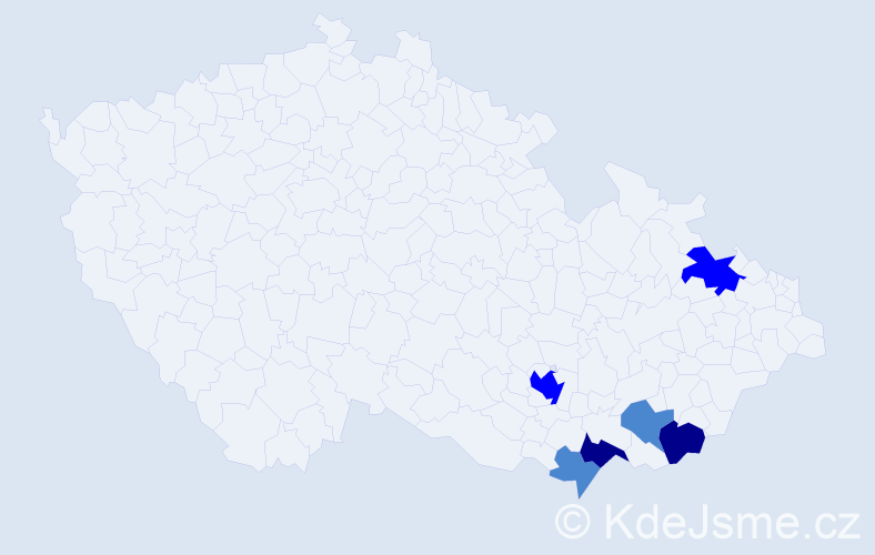 Příjmení: 'Kůrečková', počet výskytů 12 v celé ČR