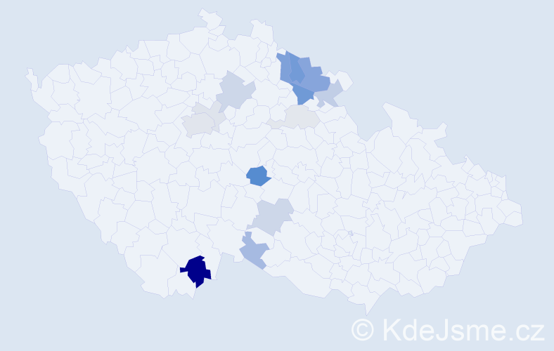 Příjmení: 'Kobos', počet výskytů 38 v celé ČR