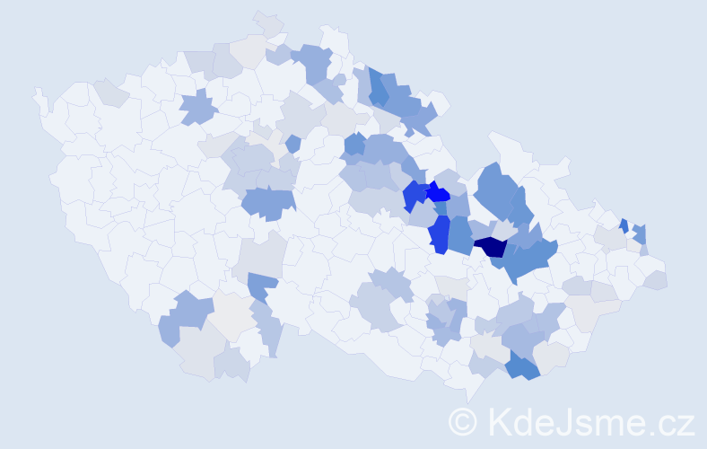 Příjmení: 'Absolon', počet výskytů 437 v celé ČR