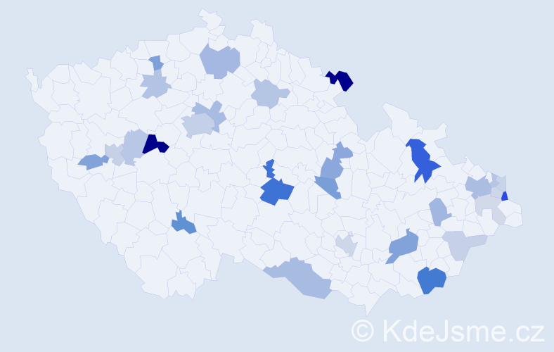 Příjmení: 'Líška', počet výskytů 70 v celé ČR