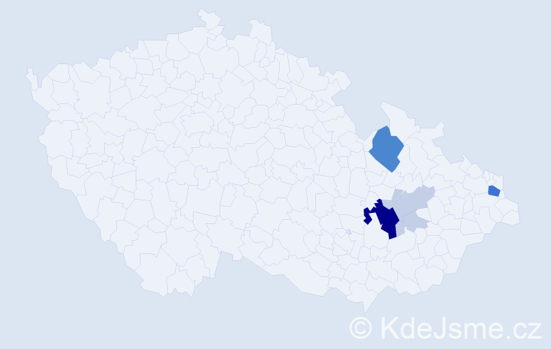Příjmení: 'Kotrysová', počet výskytů 24 v celé ČR