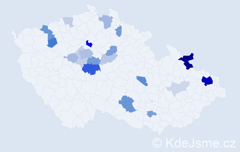 Příjmení: 'Kucharská', počet výskytů 64 v celé ČR