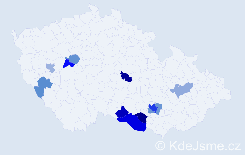 Příjmení: 'Kislingová', počet výskytů 19 v celé ČR