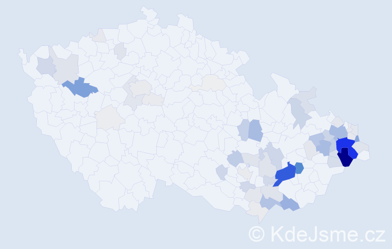 Příjmení: 'Ivánková', počet výskytů 283 v celé ČR