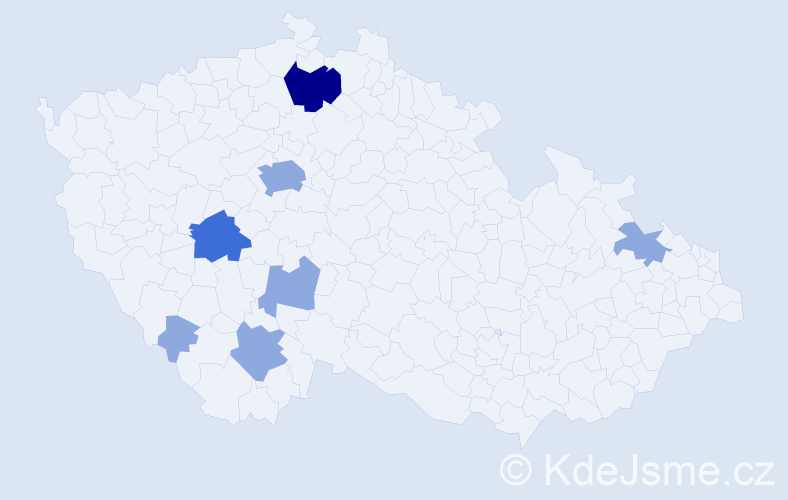 Příjmení: 'Mígl', počet výskytů 19 v celé ČR