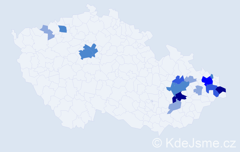 Příjmení: 'Klar', počet výskytů 34 v celé ČR