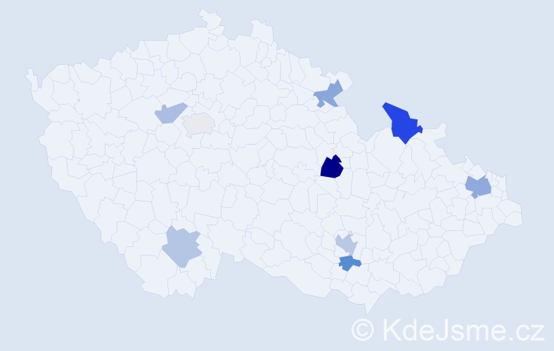 Příjmení: 'Kekelyová', počet výskytů 14 v celé ČR