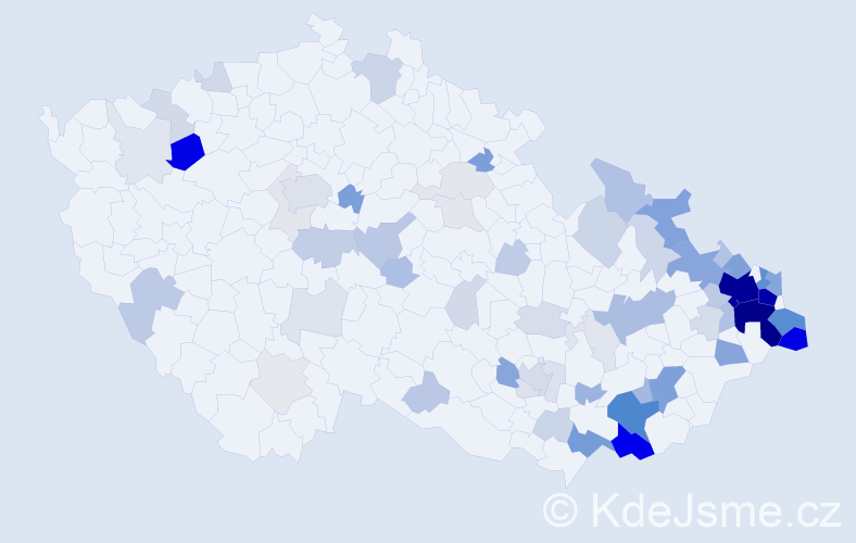 Příjmení: 'Mokroš', počet výskytů 291 v celé ČR