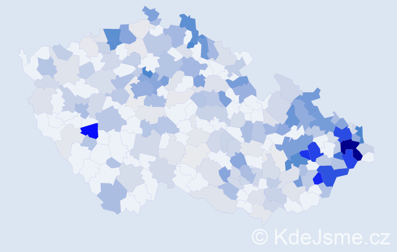 Příjmení: 'Baran', počet výskytů 811 v celé ČR