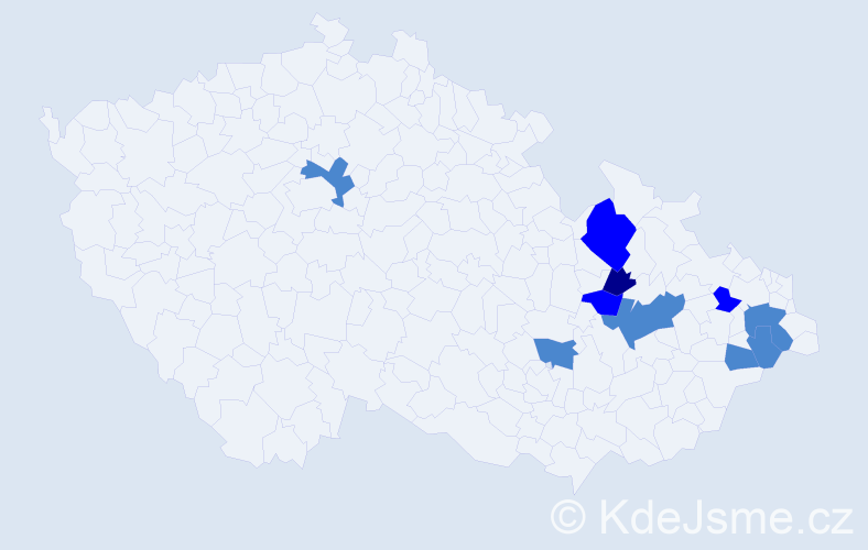 Příjmení: 'Metnar', počet výskytů 15 v celé ČR