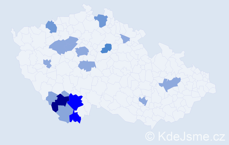 Příjmení: 'Sladová', počet výskytů 47 v celé ČR