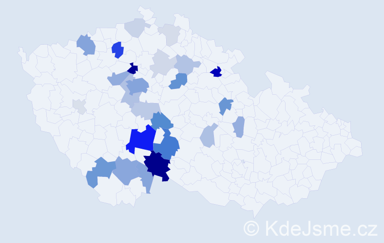 Příjmení: 'Rukavička', počet výskytů 88 v celé ČR