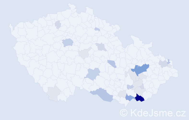 Příjmení: 'Sečka', počet výskytů 89 v celé ČR