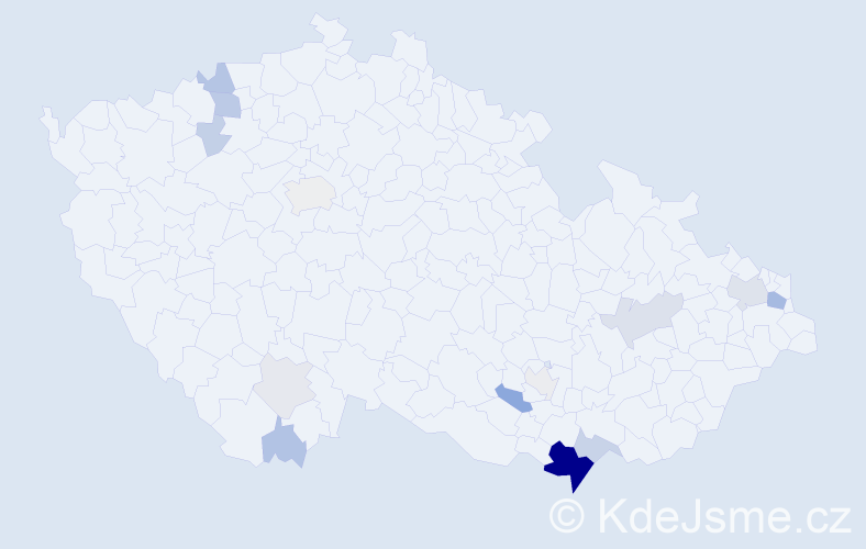 Příjmení: 'Hakalová', počet výskytů 49 v celé ČR