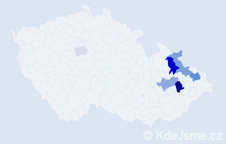 Příjmení: 'Rášo', počet výskytů 21 v celé ČR