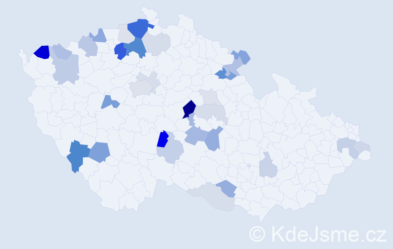 Příjmení: 'Hendlová', počet výskytů 76 v celé ČR