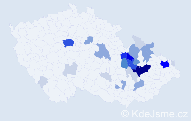 Příjmení: 'Helekal', počet výskytů 105 v celé ČR