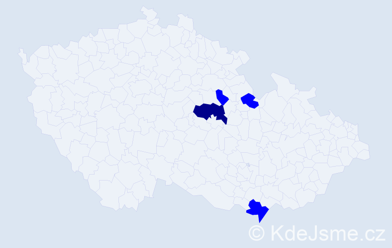 Příjmení: 'Liznar', počet výskytů 5 v celé ČR