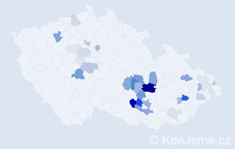 Příjmení: 'Měcháček', počet výskytů 94 v celé ČR
