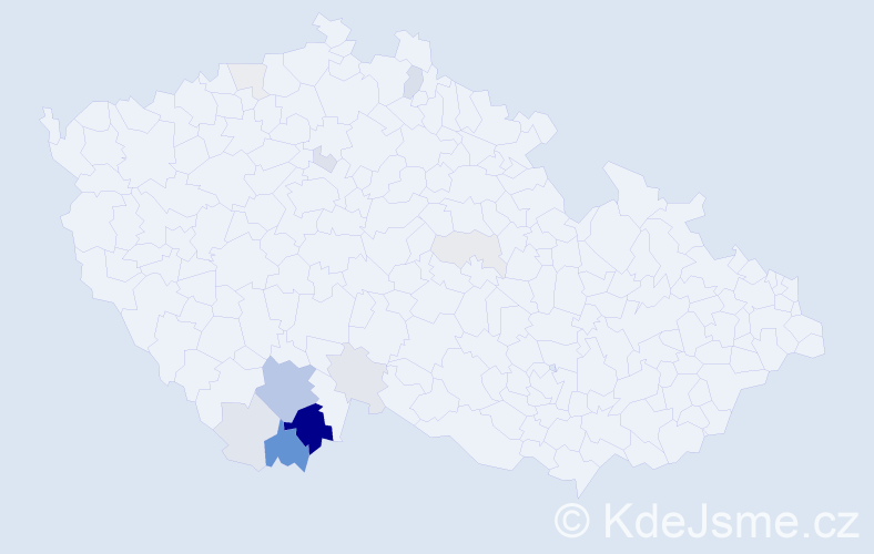 Příjmení: 'Šindelíř', počet výskytů 37 v celé ČR