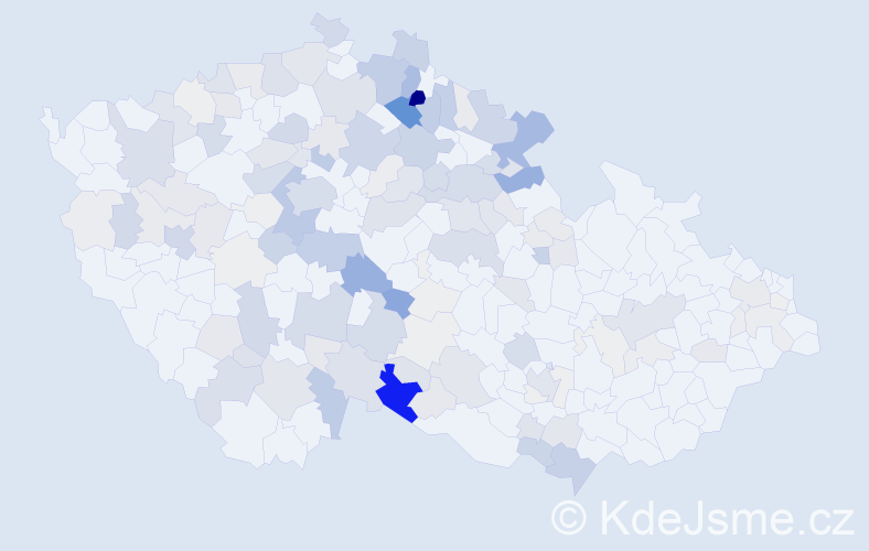 Příjmení: 'Cvrček', počet výskytů 546 v celé ČR