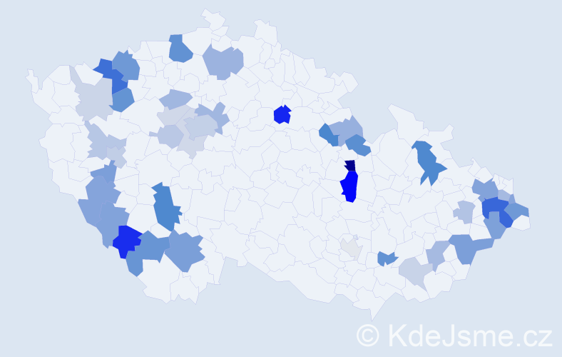 Příjmení: 'Kašperová', počet výskytů 103 v celé ČR