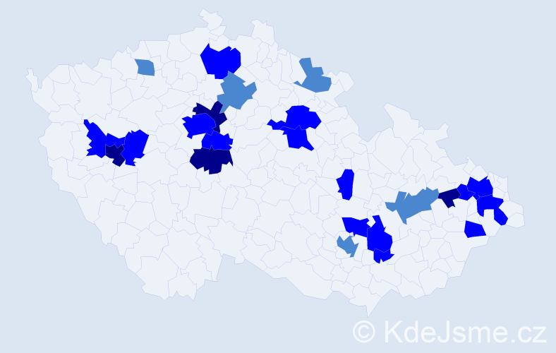 Příjmení: 'Kosa', počet výskytů 47 v celé ČR