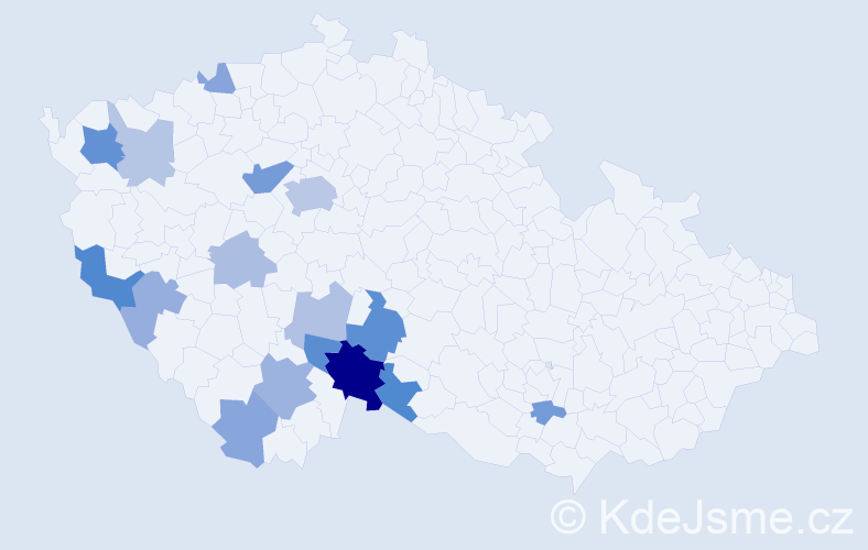 Příjmení: 'Mandelíček', počet výskytů 34 v celé ČR