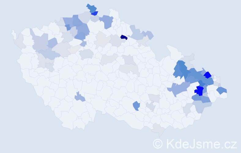 Příjmení: 'Riedel', počet výskytů 259 v celé ČR