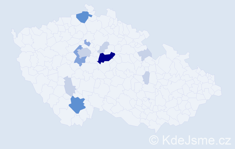 Příjmení: 'Mokráček', počet výskytů 32 v celé ČR