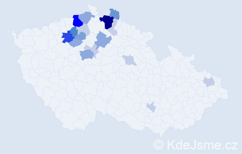 Příjmení: 'Štrympl', počet výskytů 53 v celé ČR