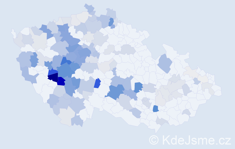 Příjmení: 'Vokurka', počet výskytů 609 v celé ČR